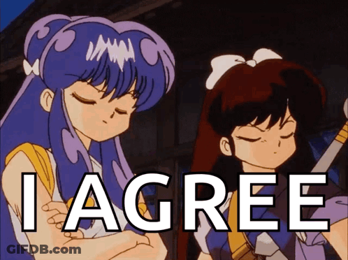 Two Anime Girls Standing Saying I Agree GIF