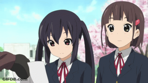 Two Anime Girls Standing Together GIF