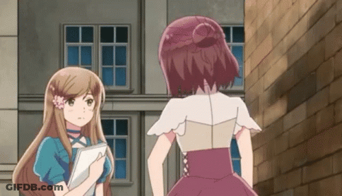 Two Anime Girls Standing Together GIF