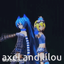 Two Anime Girls Standing With Axel And Lilou GIF