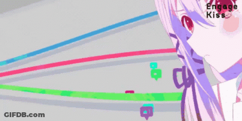 Two Anime Girls Standing With Engage Kiss GIF