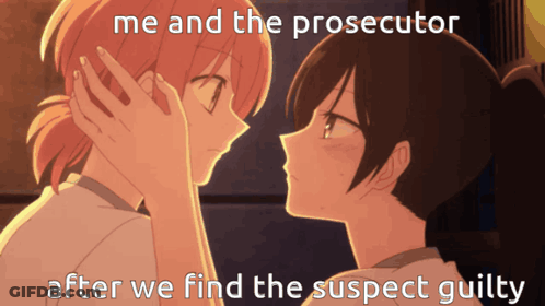 Two Anime Girls Touching Faces After Finding Suspect Guilty GIF