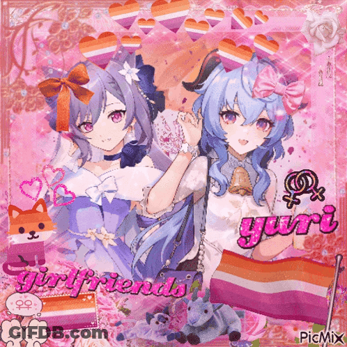 Two Anime Girls With Girlfriends GIF