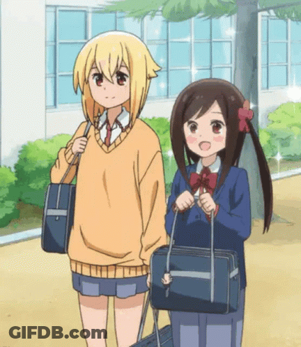 Two Anime Girls With School Bags GIF