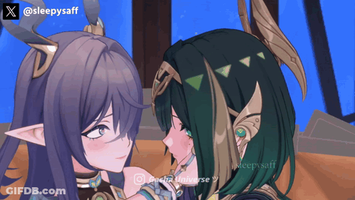 Two Anime Girls With Sleepysaff Logo GIF