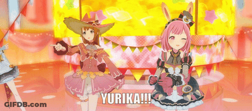 Two Anime Girls With Yurika Standing Together GIF