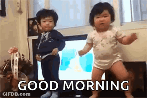 Two Babies Dancing In Front Of Television Good Morning GIF