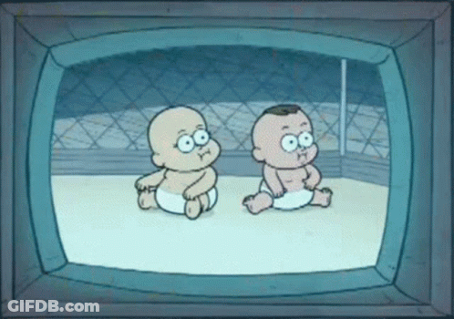 Two Babies In Diapers In Boxing Ring GIF