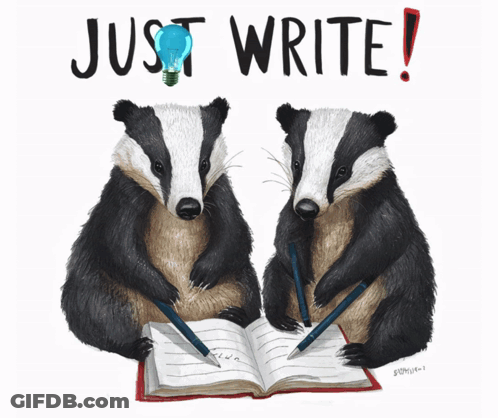 Two Badgers Writing In Notebook Just Write GIF