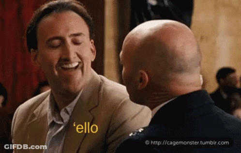 Two Bald Men Laughing One Saying Hello GIF