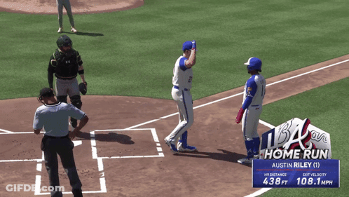 Two Baseball Players And Home Run Sign GIF