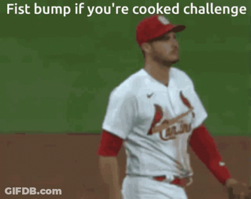 Two Baseball Players Fist Bump If Youre Cooked Challenge GIF