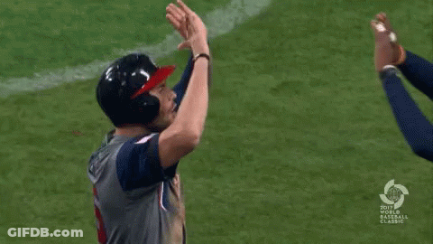 Two Baseball Players High Five GIF