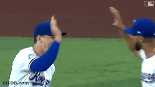 Two Baseball Players High Fiving GIF