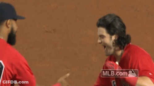 Two Baseball Players High Fiving GIF