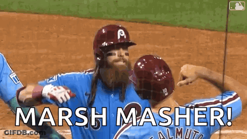 Two Baseball Players Hugging Celebrating Win GIF