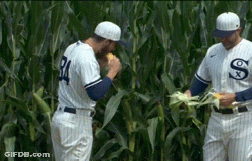Two Baseball Players In White Uniforms With Letter S GIF