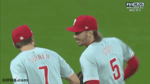 Two Baseball Players One Number 5 GIF