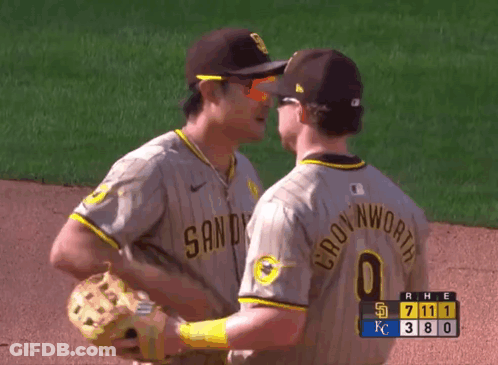 Two Baseball Players One With Number 0 GIF