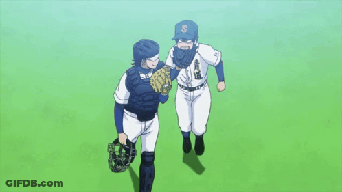 Two Baseball Players One With S On Cap GIF