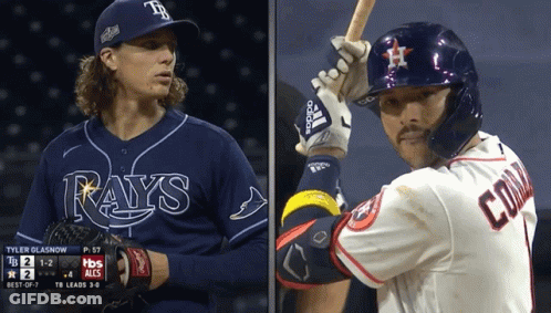 Two Baseball Players Rays And Astros Standing GIF