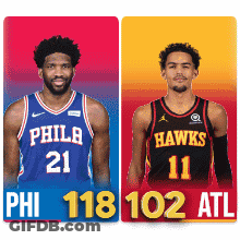 Two Basketball Players 76Ers And Hawks GIF