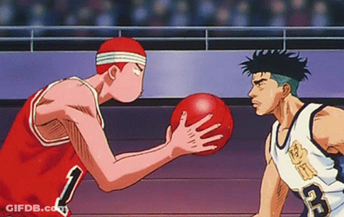 Two Basketball Players Are Playing A Game And One Has The Number 1 On His Jersey GIF