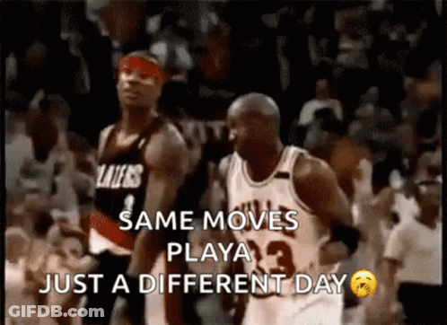 Two Basketball Players Are Playing A Game And One Of Them Is Wearing A Number 33 Jersey . GIF