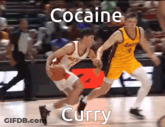 Two Basketball Players Are Playing A Game Of Basketball And One Of Them Is On Cocaine Curry . GIF