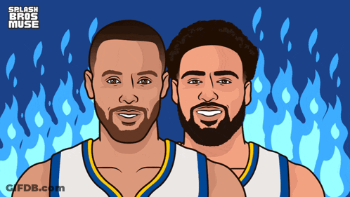 Two Basketball Players Are Standing Next To Each Other With Splash Bros Muse Written On The Bottom Right GIF
