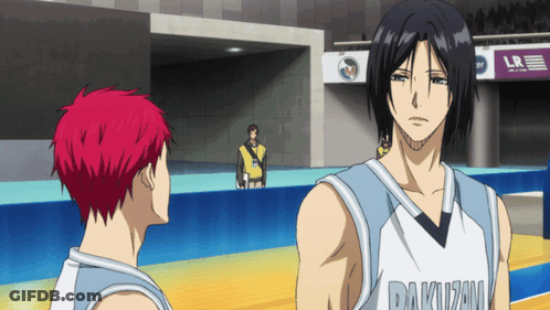 Two Basketball Players Are Standing On A Court And One Has The Letter D On His Shirt GIF