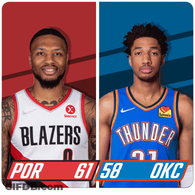 Two Basketball Players Blazers And Thunder GIF
