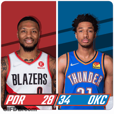 Two Basketball Players Blazers Vs Thunder GIF