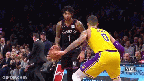Two Basketball Players Brooklyn And Los Angeles GIF