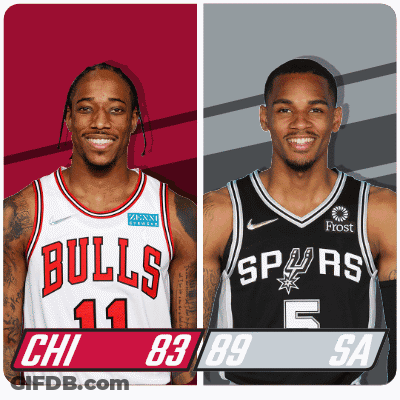 Two Basketball Players Bulls And Spurs GIF