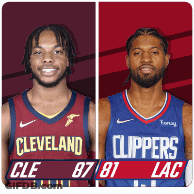 Two Basketball Players Cleveland And Clippers Standing Together GIF