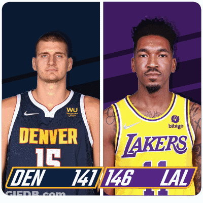 Two Basketball Players Denver And Los Angeles GIF