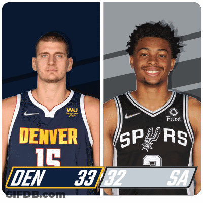 Two Basketball Players Denver And Spurs GIF