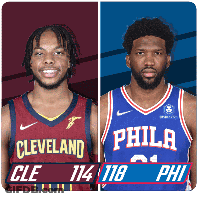 Two Basketball Players From Cleveland And Philadelphia GIF