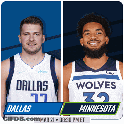 Two Basketball Players From Dallas And Minnesota Poster GIF