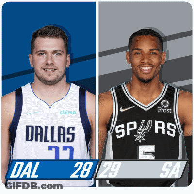 Two Basketball Players From Dallas And Spurs GIF