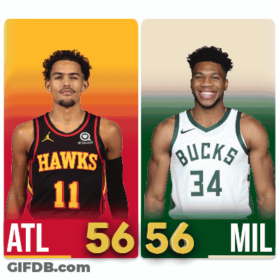 Two Basketball Players From Hawks And Bucks GIF