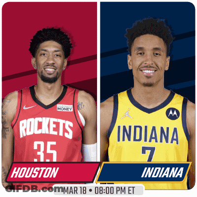 Two Basketball Players From Houston And Indiana GIF