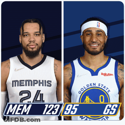 Two Basketball Players From Memphis And Golden State Are Shown GIF