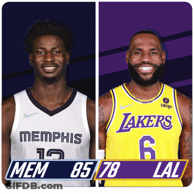 Two Basketball Players From Memphis And Los Angeles GIF
