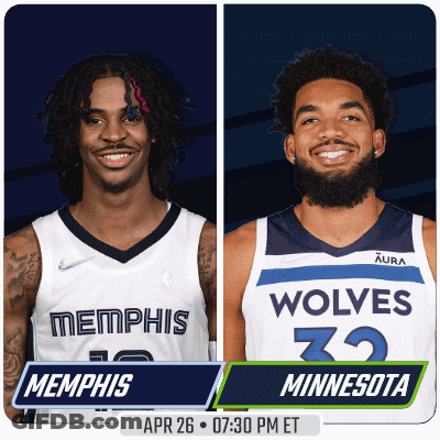 Two Basketball Players From Memphis And Minnesota Smiling GIF