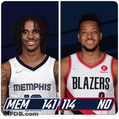 Two Basketball Players From Memphis And The Blazers GIF