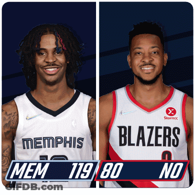 Two Basketball Players From Memphis And The Blazers GIF