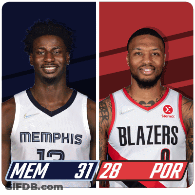 Two Basketball Players From Memphis And The Blazers GIF