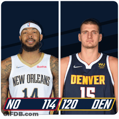 Two Basketball Players From New Orleans And Denver GIF